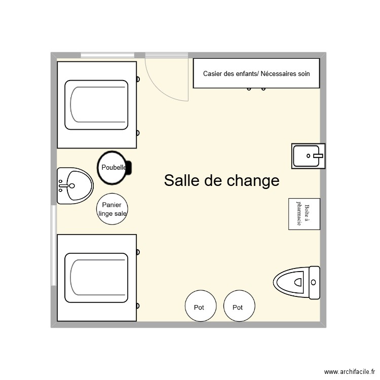 salle de change. Plan de 1 pièce et 24 m2