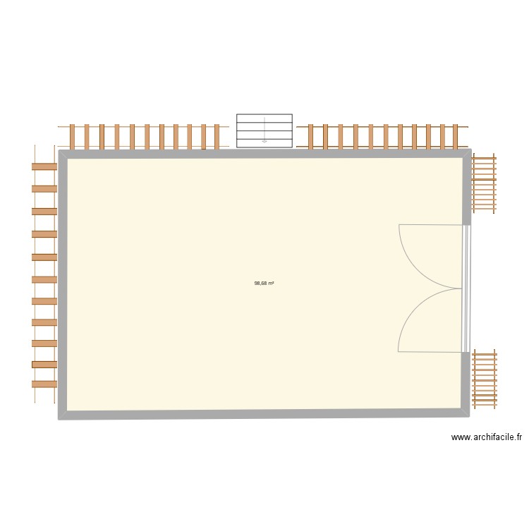 terrasse. Plan de 1 pièce et 99 m2