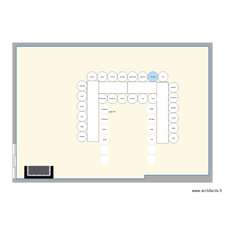 ba^teme. Plan de 1 pièce et 120 m2