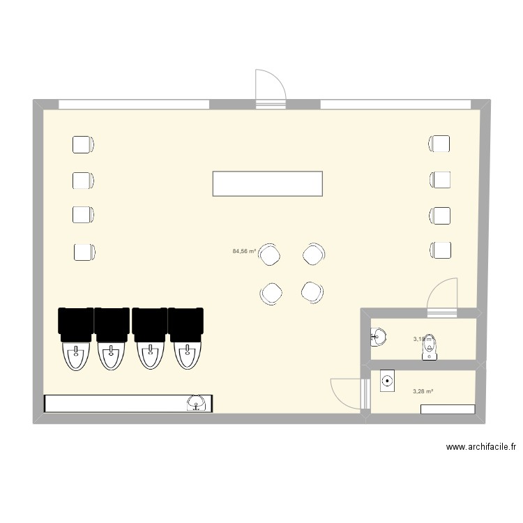 mon salon . Plan de 3 pièces et 91 m2