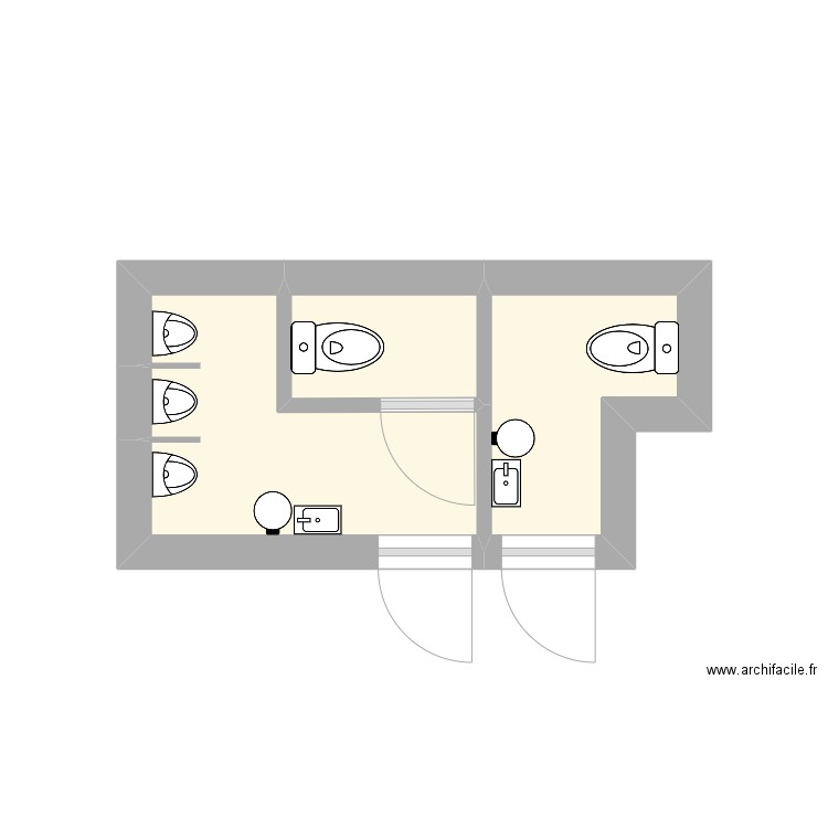 projet wc prof fosses2. Plan de 3 pièces et 6 m2