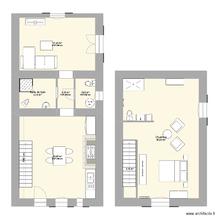 8-10 chabanne. Plan de 7 pièces et 96 m2