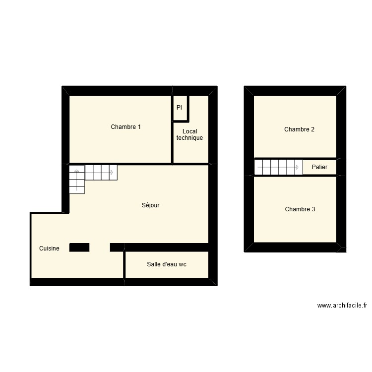 ERGUE GABERIC PICHAVANT. Plan de 5 pièces et 41 m2