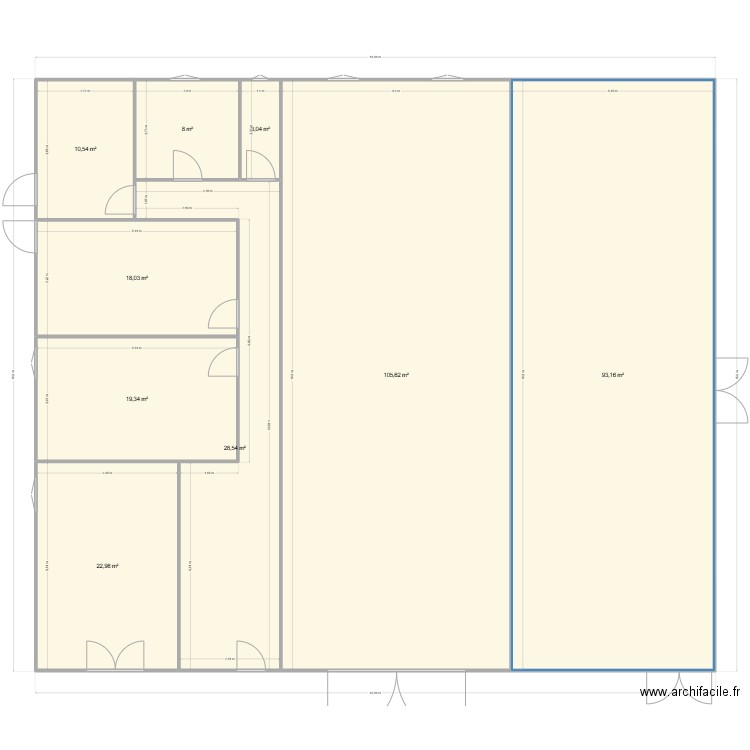 Grange Bast. Plan de 9 pièces et 309 m2