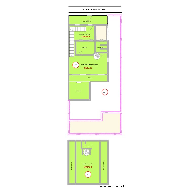 1 etage lot 1 v2. Plan de 10 pièces et 125 m2