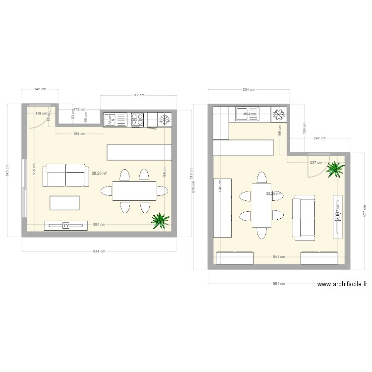 plan logement . Plan de 2 pièces et 59 m2