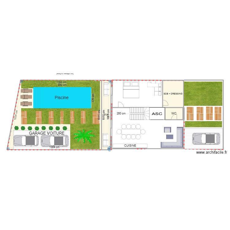 ADAM  RDC NEZRI . Plan de 4 pièces et 160 m2