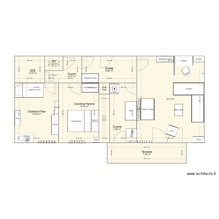 Appartement SGL. Plan de 11 pièces et 84 m2