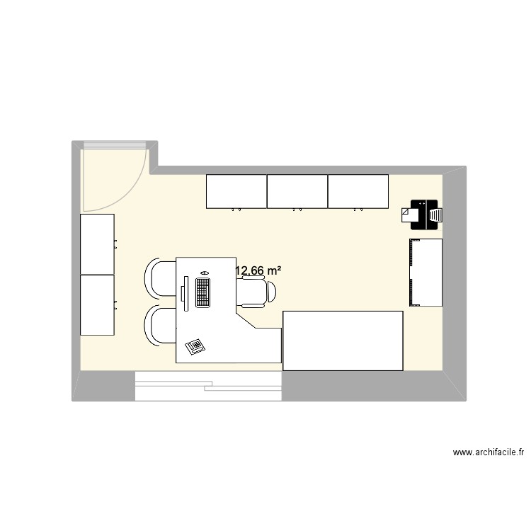 Bureau v10. Plan de 1 pièce et 13 m2