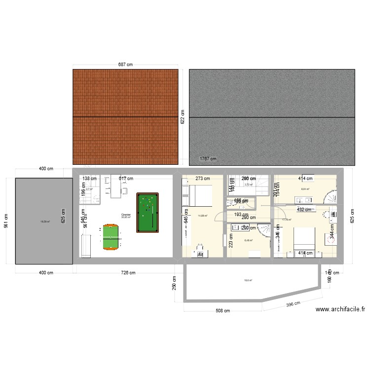 maison projet. Plan de 17 pièces et 257 m2