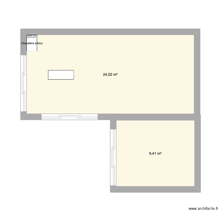 Extension. Plan de 2 pièces et 33 m2