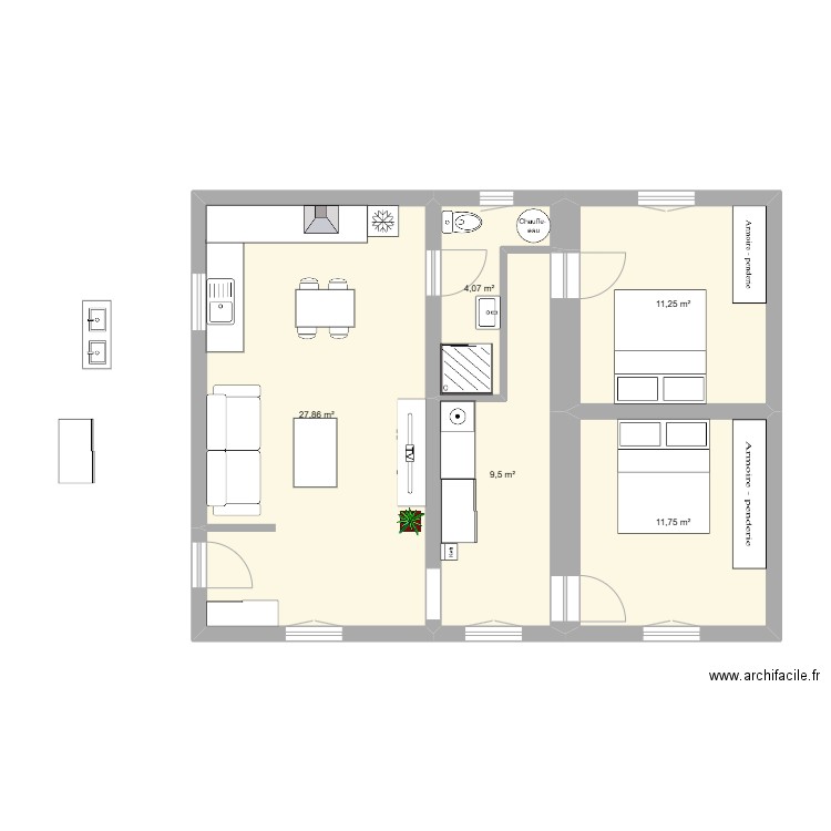 plan manue test 1.3. Plan de 5 pièces et 64 m2