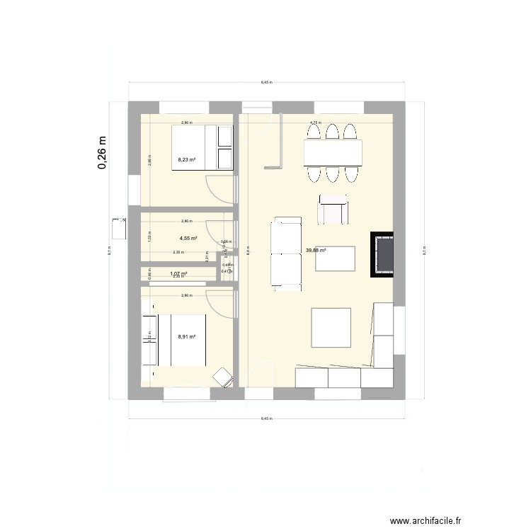 Maison Tautavel archi. Plan de 5 pièces et 63 m2