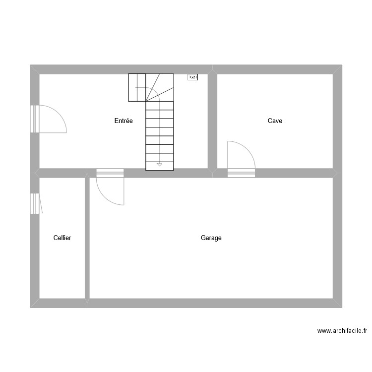 dede Sous sol. Plan de 3 pièces et 53 m2