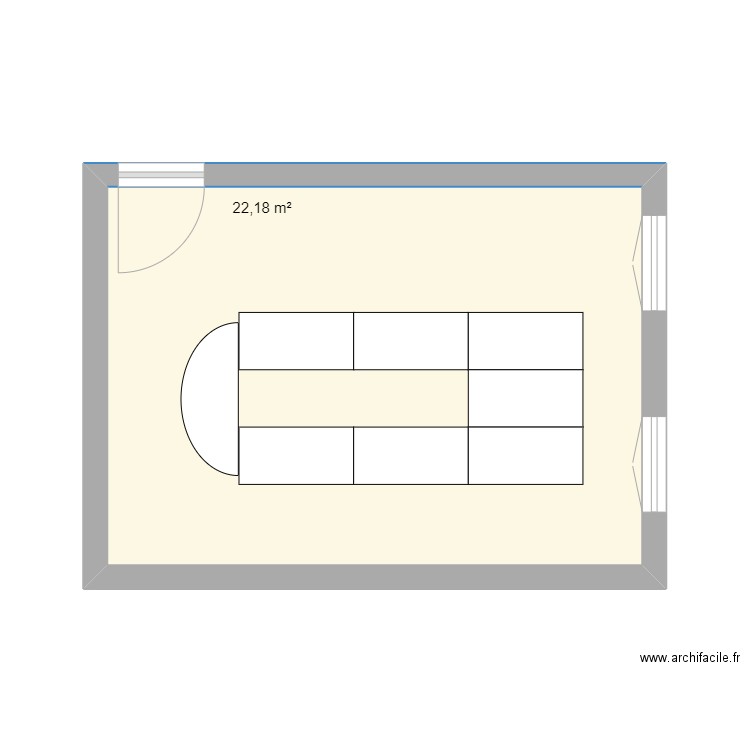 classe 3 . Plan de 1 pièce et 22 m2