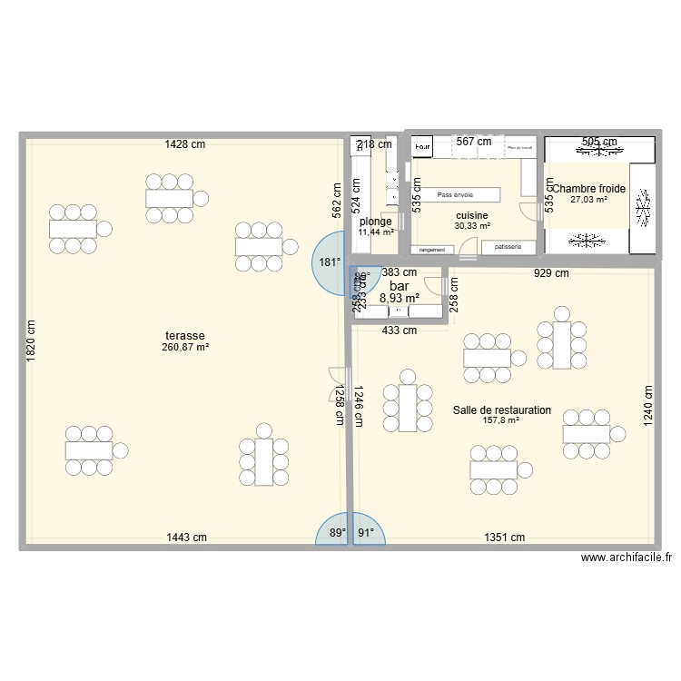 RESTAURANT COMPLET . Plan de 6 pièces et 496 m2