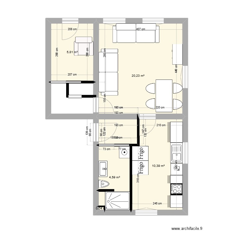 appartement 1. Plan de 5 pièces et 41 m2