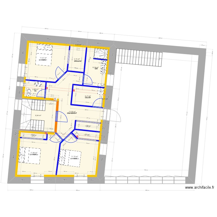 THUONG R+1 révision 1. Plan de 15 pièces et 78 m2