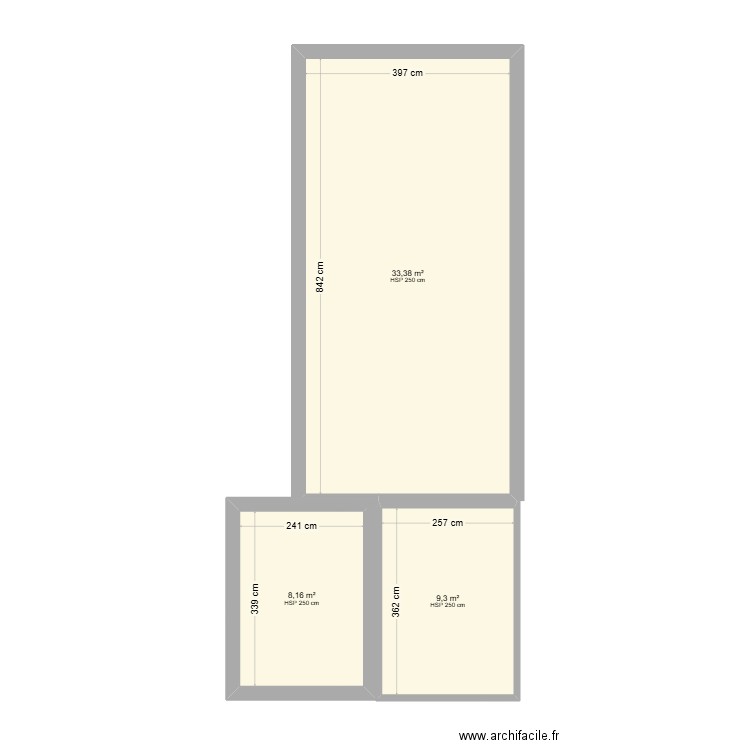 Chatel Claire RDC. Plan de 3 pièces et 51 m2