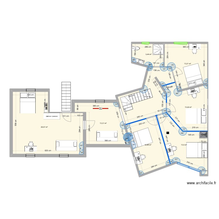 Maison Daix Etage v3. Plan de 9 pièces et 116 m2