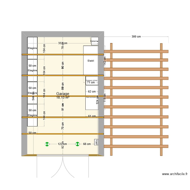 Atelier . Plan de 1 pièce et 18 m2