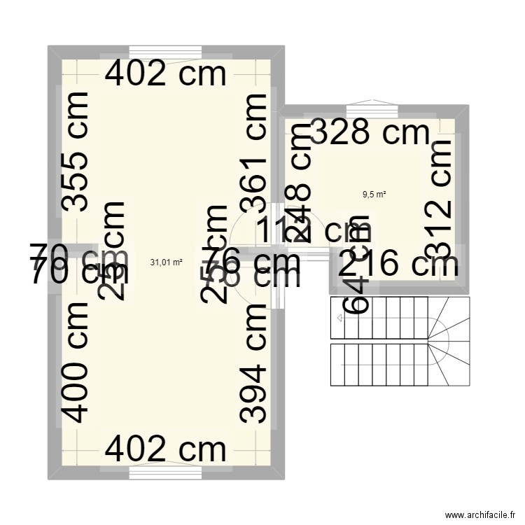 PERSO. Plan de 2 pièces et 41 m2