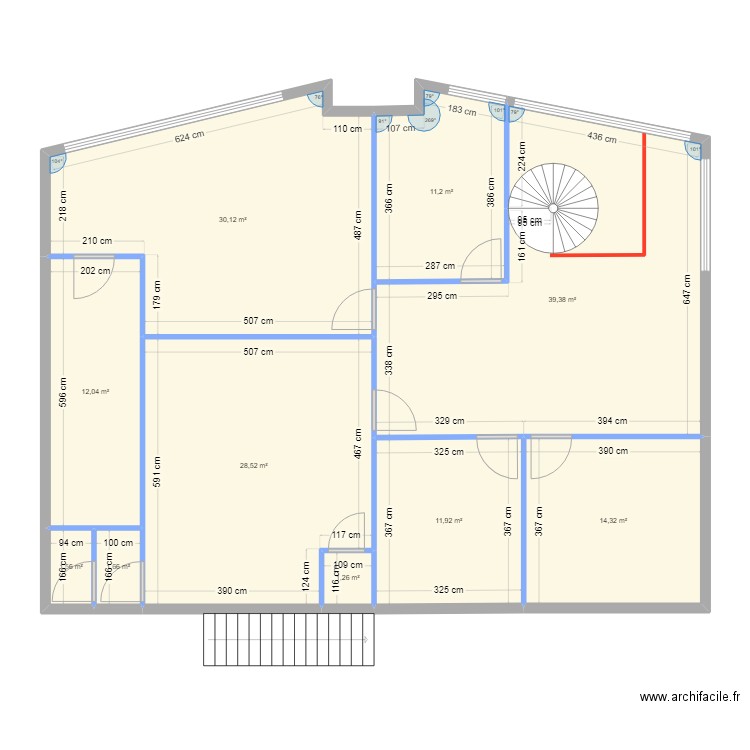 140125 bureau existant. Plan de 10 pièces et 152 m2