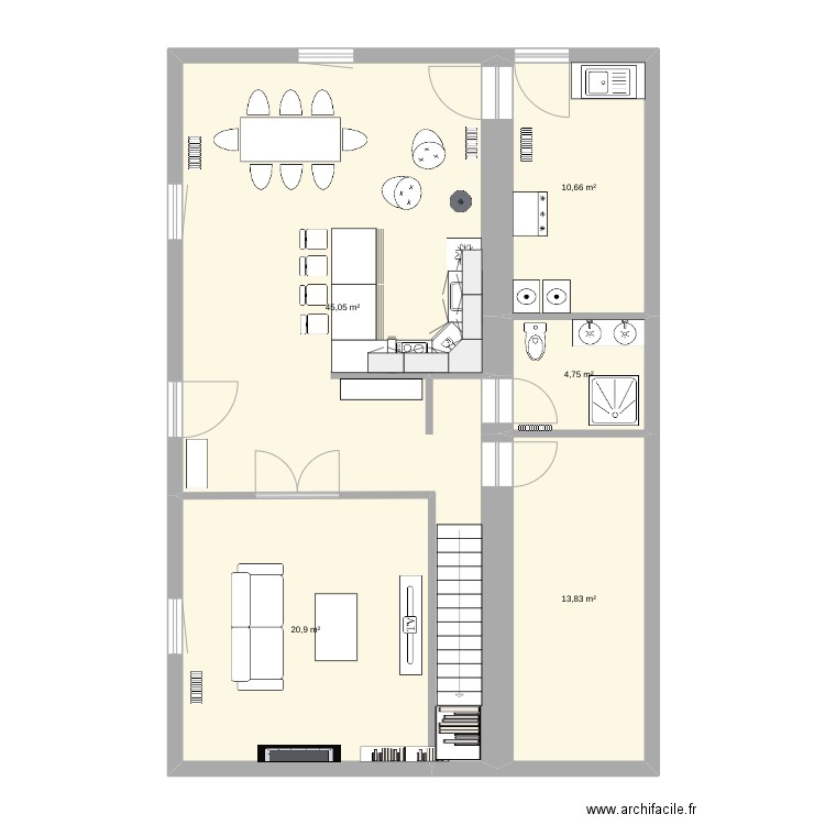 RDCTESTSONNY. Plan de 5 pièces et 95 m2