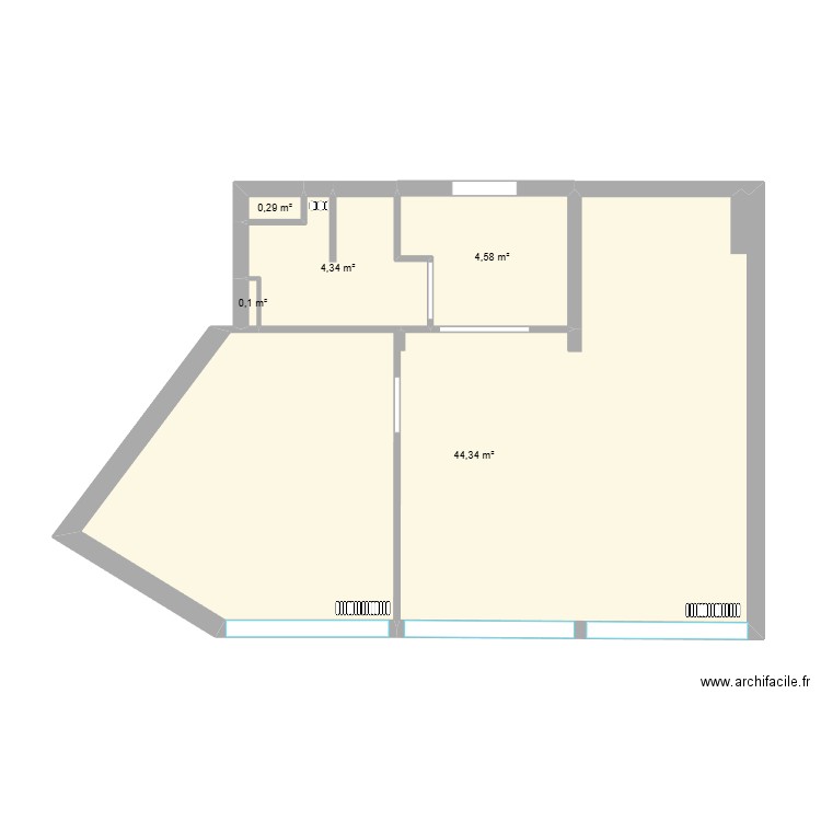 salon. Plan de 5 pièces et 54 m2