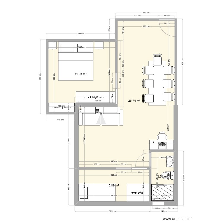 Casa reformada. Plan de 4 pièces et 47 m2