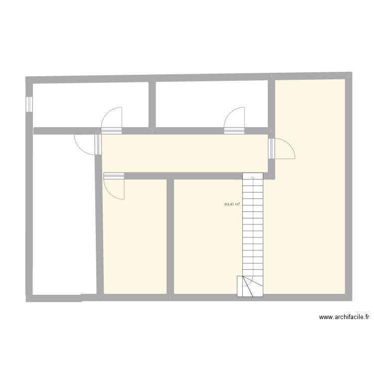 Lyes dom rez de chaussée. Plan de 1 pièce et 63 m2