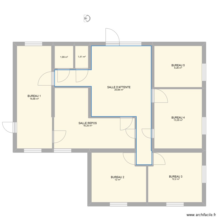 Cabinet Fanny Projet 2. Plan de 9 pièces et 109 m2