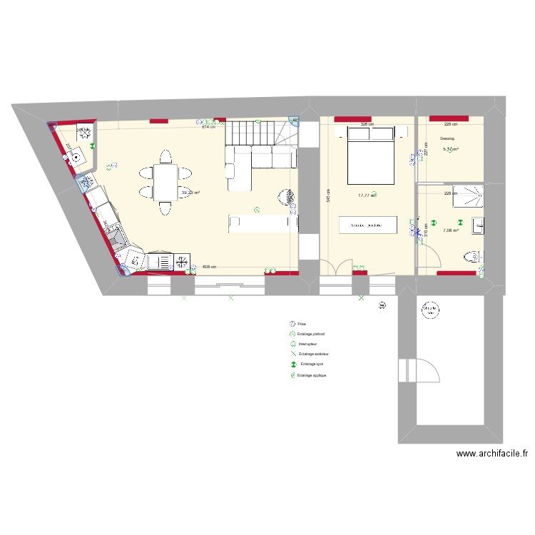 Aménagement 25 La Meffrais (réseau elec rdc)sylvain . Plan de 9 pièces et 129 m2