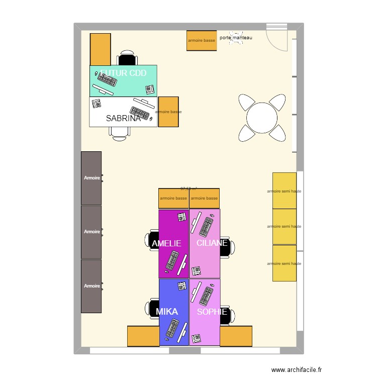 bureau cnfs. Plan de 1 pièce et 98 m2