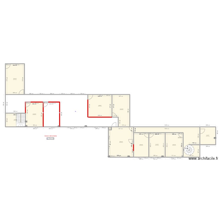 fretin. Plan de 20 pièces et 183 m2