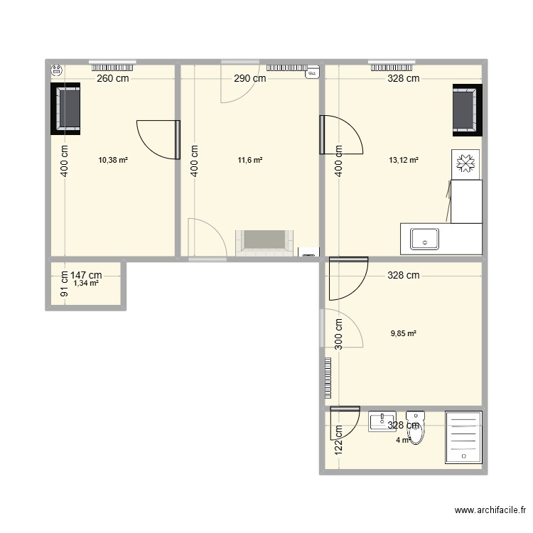 test1. Plan de 6 pièces et 50 m2