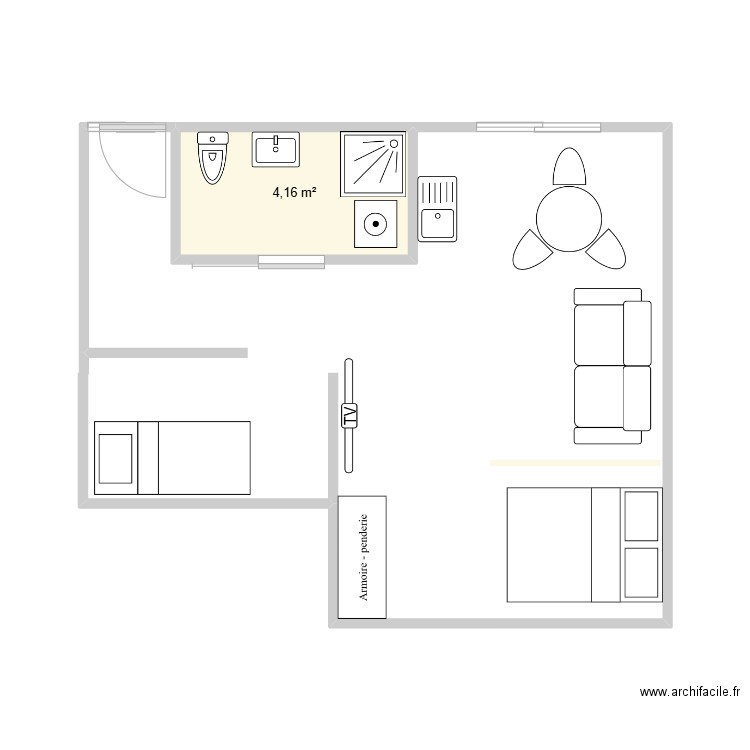 stusio 2. Plan de 1 pièce et 4 m2