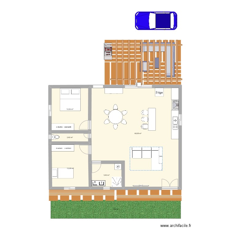 maison moligane. Plan de 5 pièces et 92 m2