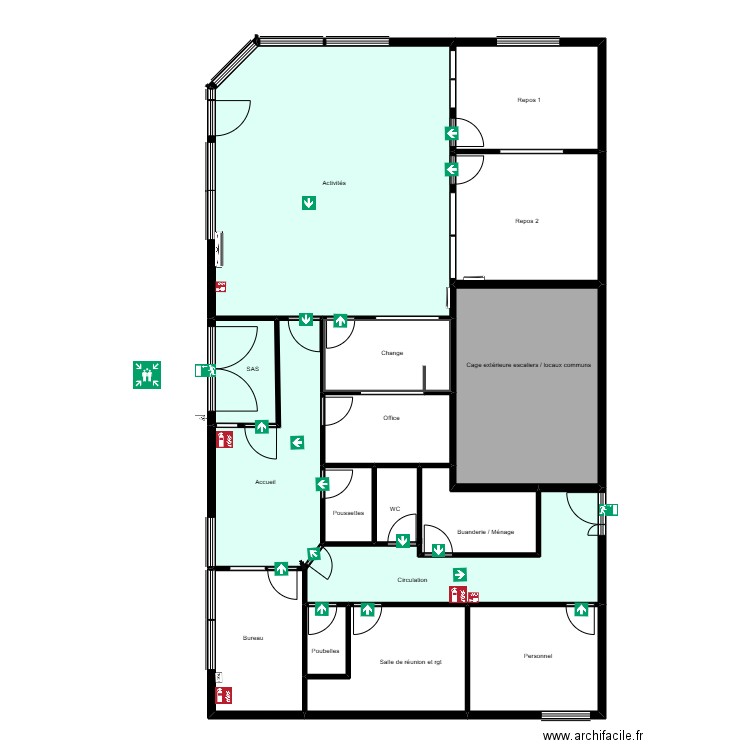 Les Ulis - Atlantique - Plan Evacuation. Plan de 15 pièces et 183 m2