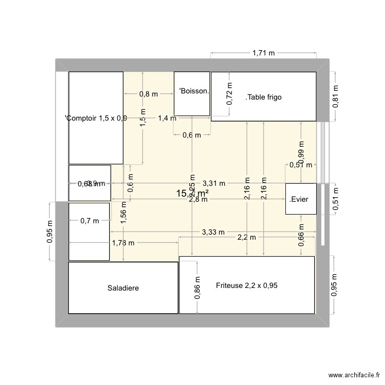 'Robertville 2. Plan de 1 pièce et 16 m2