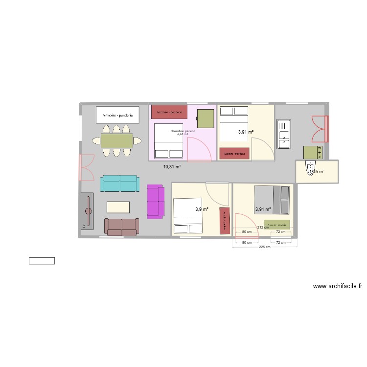 plan maison BETIA JEAN MARIE. Plan de 6 pièces et 37 m2