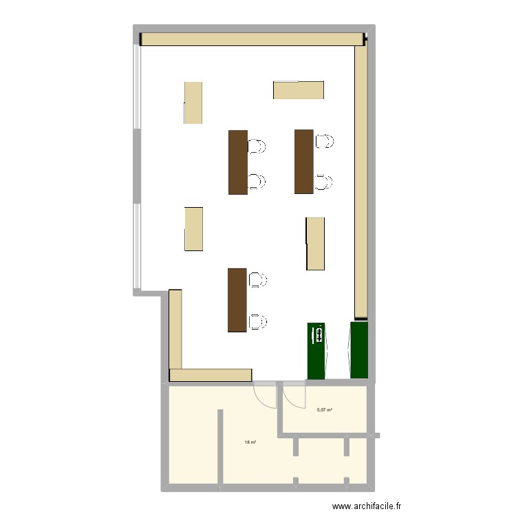 Général d'optique. Plan de 2 pièces et 23 m2