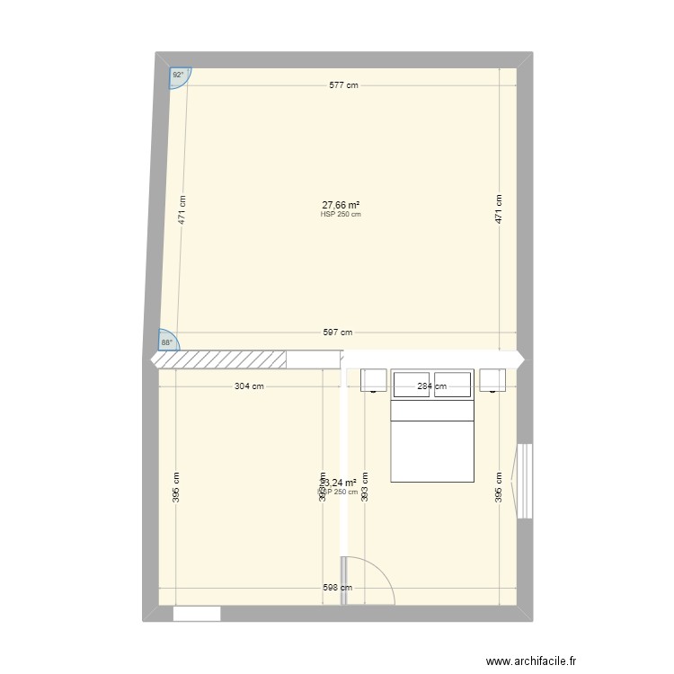 LOT4. Plan de 2 pièces et 51 m2