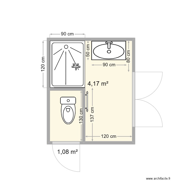 bbb. Plan de 2 pièces et 5 m2