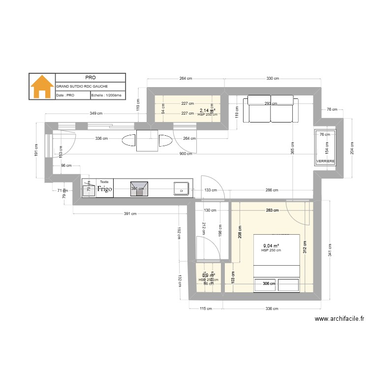 GENTILLY ARNB. Plan de 3 pièces et 12 m2