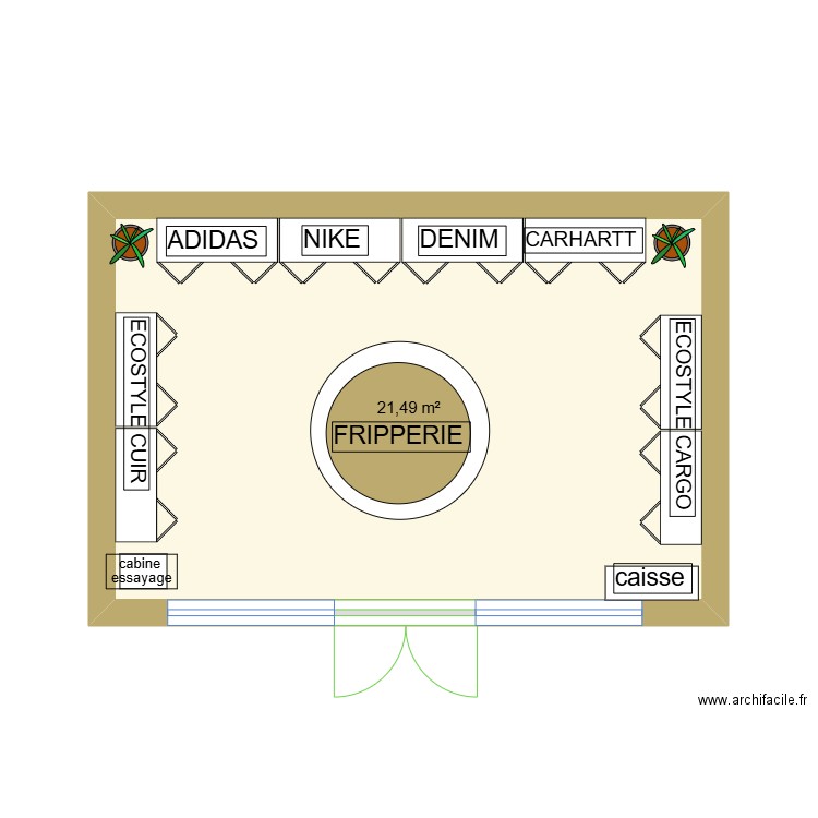 magasin TD urschell . Plan de 1 pièce et 21 m2