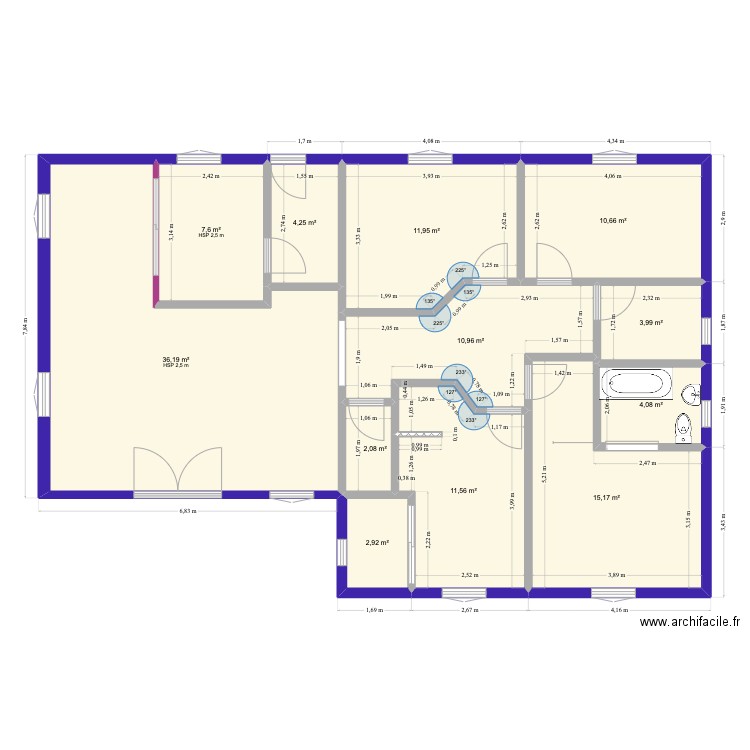 karim fin. Plan de 12 pièces et 121 m2