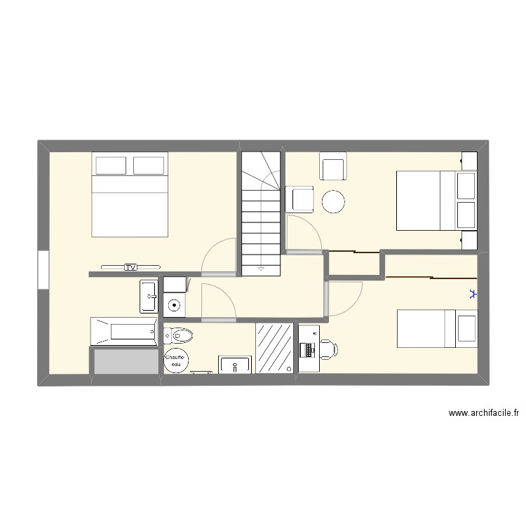 PAM HC etage TC1 meublé 1. Plan de 6 pièces et 50 m2