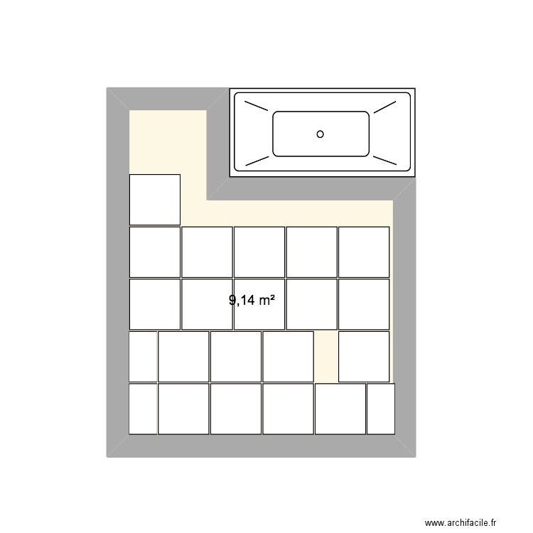 salle de bain 60x60. Plan de 1 pièce et 9 m2