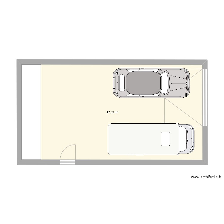 garage. Plan de 1 pièce et 48 m2